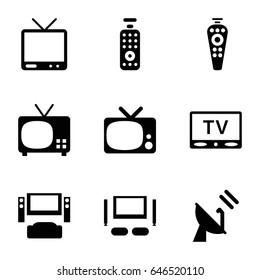 set of 9 tv filled icons such as remote control