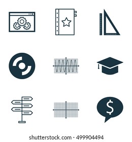 Set Of 9 Universal Editable Icons For Statistics, Marketing And Human Resources Topics. Includes Icons Such As Sinus Graph, Website Performance, Blank Cd And More.