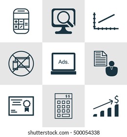 Set Of 9 Universal Editable Icons For SEO, Computer Hardware And Airport Topics. Includes Icons Such As Investment, Digital Media, Certificate And More.