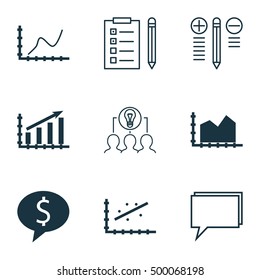 Set Of 9 Universal Editable Icons For Human Resources, Business Management And Project Management Topics. Includes Icons Such As Achievement Graph, Sequence Graphics, Reminder And More.