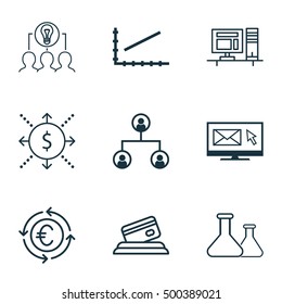 Set Of 9 Universal Editable Icons For SEO, Education And Airport Topics. Includes Icons Such As Money, Currency Recycle, Collaborative Solution And More.