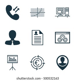 Set Of 9 Universal Editable Icons For Human Resources, Project Management And Statistics Topics. Includes Icons Such As Currency Recycle, Manager, Cellular Data And More.
