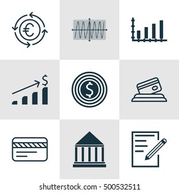 Set Of 9 Universal Editable Icons For Airport, Statistics And Education Topics. Includes Icons Such As Successful Investment, Education Center, Bank Card And More.