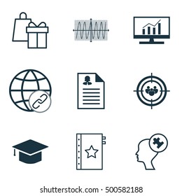 Set Of 9 Universal Editable Icons For SEO, Business Management And Airport Topics. Includes Icons Such As Human Mind, Focus Group, Graduation And More.