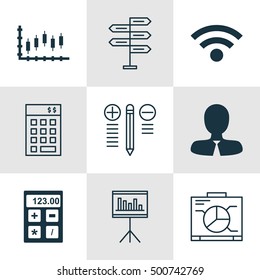 Set Of 9 Universal Editable Icons For Human Resources, Computer Hardware And Education Topics. Includes Icons Such As Board, Stock Market, Manager And More.