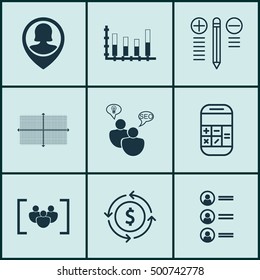 Set Of 9 Universal Editable Icons For Project Management, Airport And Statistics Topics. Includes Icons Such As Pin Employee, Square Diagram, SEO Brainstorm And More.