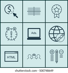 Set Of 9 Universal Editable Icons For Project Management, Marketing And Statistics Topics. Includes Icons Such As Square Diagram, Decision Making, Coding And More.