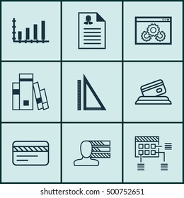 Set Of 9 Universal Editable Icons For Human Resources, Statistics And Advertising Topics. Includes Icons Such As Website Performance, Dynamics, Female Application And More.