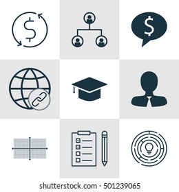 Set Of 9 Universal Editable Icons For Statistics, Project Management And Human Resources Topics. Includes Icons Such As Innovation, Square Diagram, Money Trasnfer And More.