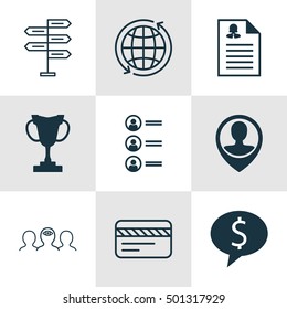 Set Of 9 Universal Editable Icons For Human Resources, Travel And Business Management Topics. Includes Icons Such As Business Deal, Job Applicants, Bank Card And More.