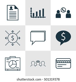 Set Of 9 Universal Editable Icons For Travel, Human Resources And Project Management Topics. Includes Icons Such As Money, Conference, Bank Card And More.