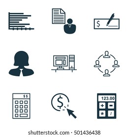 Set Of 9 Universal Editable Icons For Advertising, Human Resources And Statistics Topics. Includes Icons Such As Financial, Bank Payment, PPC And More.
