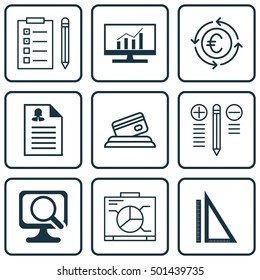 Set Of 9 Universal Editable Icons For Human Resources, Airport And Travel Topics. Includes Icons Such As Currency Recycle, Female Application, Decision Making And More.