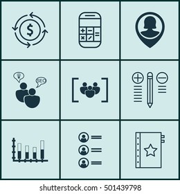 Set Of 9 Universal Editable Icons For SEO, Marketing And Airport Topics. Includes Icons Such As Money Recycle, Pin Employee, SEO Brainstorm And More.