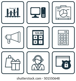 Set Of 9 Universal Editable Icons For SEO, Airport And Education Topics. Includes Icons Such As Operator, Investment, Desktop Computer And More.