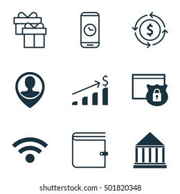 Set Of 9 Universal Editable Icons For Tourism, Human Resources And Computer Hardware Topics. Includes Icons Such As Money Recycle, Education Center, Present And More.