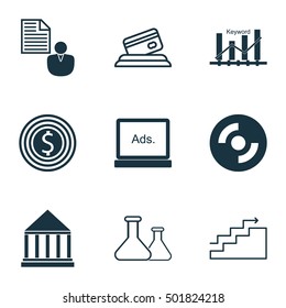 Set Of 9 Universal Editable Icons For Human Resources, Project Management And Transportation Topics. Includes Icons Such As Report, Digital Media, Business Goal And More.
