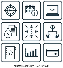 Set Of 9 Universal Editable Icons For Travel, Statistics And Airport Topics. Includes Icons Such As Tree Structure, Dynamics, Digital Media And More.