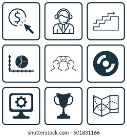 Set Of 9 Universal Editable Icons For SEO, Transportation And Project Management Topics. Includes Icons Such As PC, Cooperation, Growth And More.