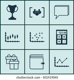 Set Of 9 Universal Editable Icons For Traveling, Human Resources And Management Topics. Includes Icons Such As Stock Market, Conference, Questionnaire And More.