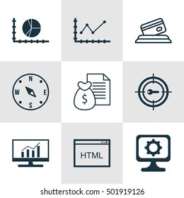 Set Of 9 Universal Editable Icons For Traveling, SEO And Statistics Topics. Includes Icons Such As Report, Locate, Credit Card And More