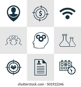 Set Of 9 Universal Editable Icons For Tourism, Management And Business Management Topics. Includes Icons Such As Employee Location, Money Recycle, Appointment And More.