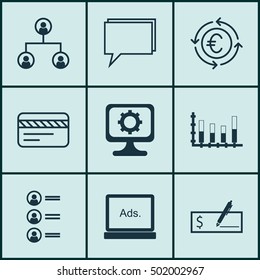 Set Of 9 Universal Editable Icons For Tourism, Marketing And Hr Topics. Includes Icons Such As Currency Recycle, PC, Digital Media And More.