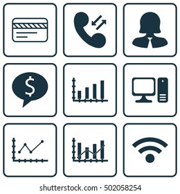 Set Of 9 Universal Editable Icons For Travel, Statistics And Human Resources Topics. Includes Icons Such As Cellular Data, Dynamics, Changes Graph And More.