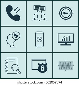 Set Of 9 Universal Editable Icons For Business Management, Marketing And Project Management Topics. Includes Icons Such As Cellular Data, Discussion, Security And More.