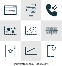 Set Of 9 Universal Editable Icons For Advertising, Project Management And Human Resources Topics. Includes Icons Such As Sinus Graph, Website, Comparsion And More.
