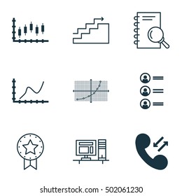 Set Of 9 Universal Editable Icons For Statistics, Project Management And Human Resources Topics. Includes Icons Such As Analysis, Job Applicants, Achievement Graph And More.