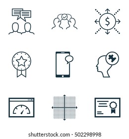 Set Of 9 Universal Editable Icons. Can Be Used For Web, Mobile And App Design. Includes Icons Such As Messaging, Discussion, Cooperation And More.