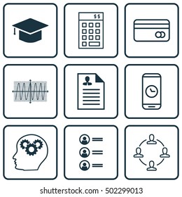 Set Of 9 Universal Editable Icons. Can Be Used For Web, Mobile And App Design. Includes Icons Such As Collaboration, Curriculum Vitae, Job Applicants And More.