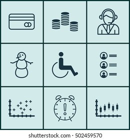 Set Of 9 Universal Editable Icons. Can Be Used For Web, Mobile And App Design. Includes Icons Such As Job Applicants, Accessibility, Operator And More.