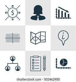 Set Of 9 Universal Editable Icons. Can Be Used For Web, Mobile And App Design. Includes Icons Such As Reminder, Info Pointer, Business Woman And More.