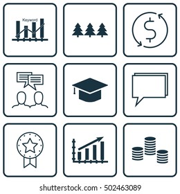 Set Of 9 Universal Editable Icons. Can Be Used For Web, Mobile And App Design. Includes Icons Such As Discussion, Money, Holiday Ornament And More.