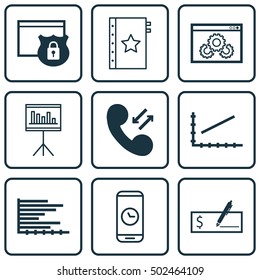Set Of 9 Universal Editable Icons. Can Be Used For Web, Mobile And App Design. Includes Icons Such As Bank Payment, Website Performance, Call Duration And More.