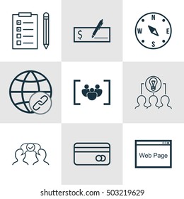 Set Of 9 Universal Editable Icons. Can Be Used For Web, Mobile And App Design. Includes Icons Such As Bank Payment, Website, Questionnaire And More.