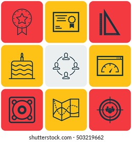 Set Of 9 Universal Editable Icons. Can Be Used For Web, Mobile And App Design. Includes Icons Such As Collaboration, Focus Group, Certificate And More.