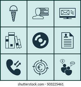 Set Of 9 Universal Editable Icons. Can Be Used For Web, Mobile And App Design. Includes Icons Such As Personal Skills, SEO Brainstorm, Frozen Food And More.