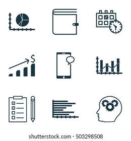 Set Of 9 Universal Editable Icons. Can Be Used For Web, Mobile And App Design. Includes Icons Such As Brain Process, Messaging, Appointment And More.