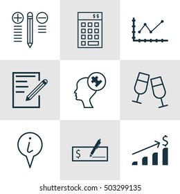 Set Of 9 Universal Editable Icons. Can Be Used For Web, Mobile And App Design. Includes Icons Such As Investment, Changes Graph, Decision Making And More.