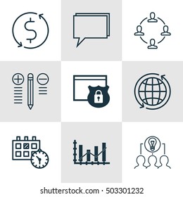 Set Of 9 Universal Editable Icons. Can Be Used For Web, Mobile And App Design. Includes Icons Such As Collaboration, Collaborative Solution, World And More.