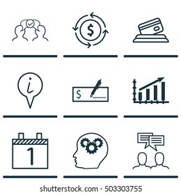 Set Of 9 Universal Editable Icons. Can Be Used For Web, Mobile And App Design. Includes Icons Such As Credit Card, Info Pointer, Money Recycle And More.