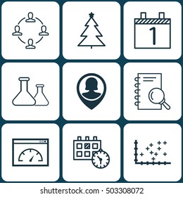 Set Of 9 Universal Editable Icons. Can Be Used For Web, Mobile And App Design. Includes Icons Such As Collaboration, Pin Employee, Loading Speed And More