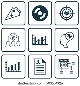 Set Of 9 Universal Editable Icons. Can Be Used For Web, Mobile And App Design. Includes Icons Such As Raise Diagram, Blank Cd, Dynamics And More.