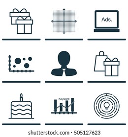 Set Of 9 Universal Editable Icons. Can Be Used For Web, Mobile And App Design. Includes Icons Such As Manager, Shopping, Comparison And More.