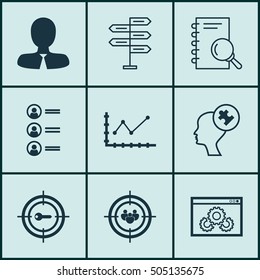 Set Of 9 Universal Editable Icons. Can Be Used For Web, Mobile And App Design. Includes Icons Such As Opportunity, Focus Group, Human Mind And More.