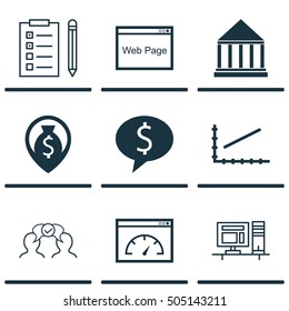 Set Of 9 Universal Editable Icons. Can Be Used For Web, Mobile And App Design. Includes Icons Such As Website, Computer, Loading Speed And More.