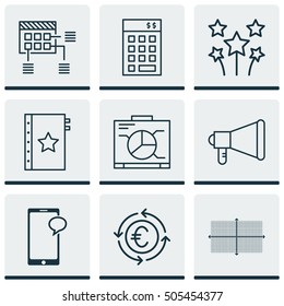 Set Of 9 Universal Editable Icons. Can Be Used For Web, Mobile And App Design. Includes Icons Such As Square Diagram, Announcement, Warranty And More.